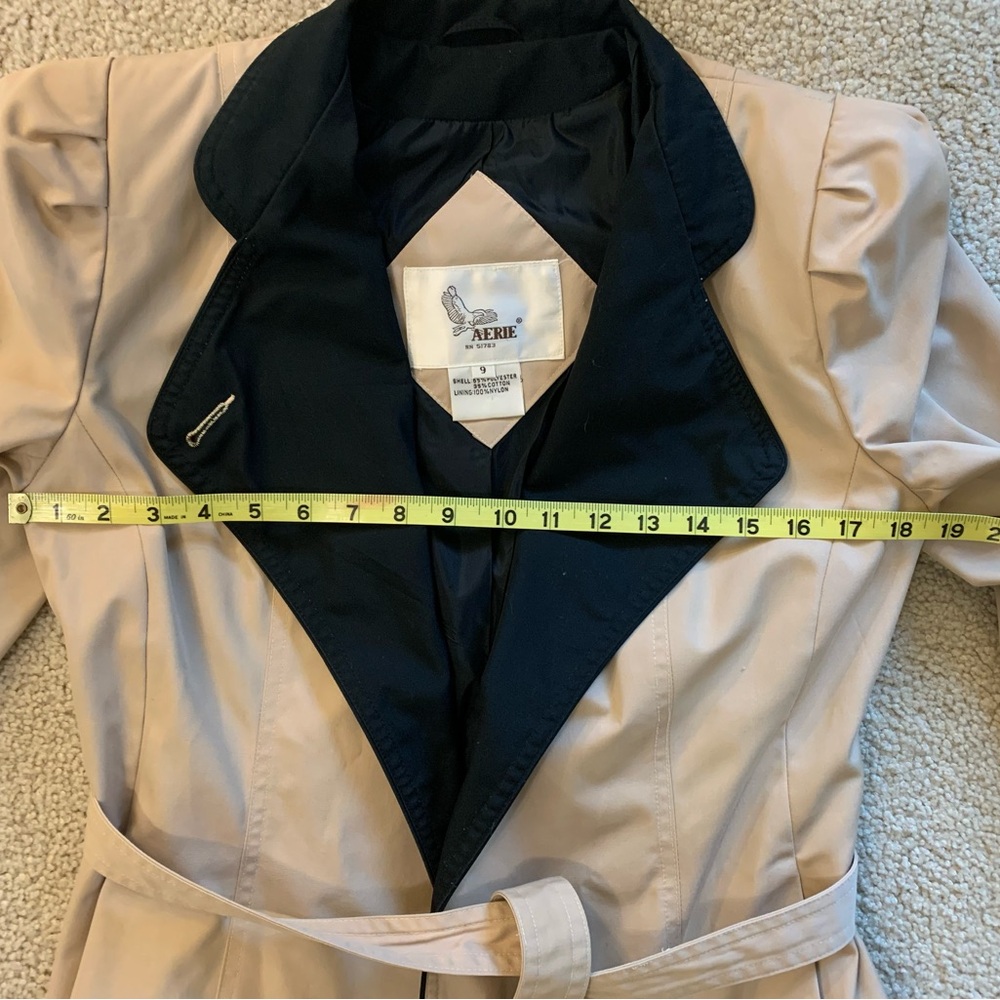 Vintage 80s Tan and black wrap trench coat.  (Small) - Picture 6 of 15